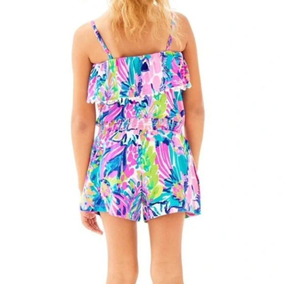 Lilly Pulitzer Girls Multi Gumbo Limbo Leonie Romper in Large (8-10) NWOT - Picture 3 of 10
